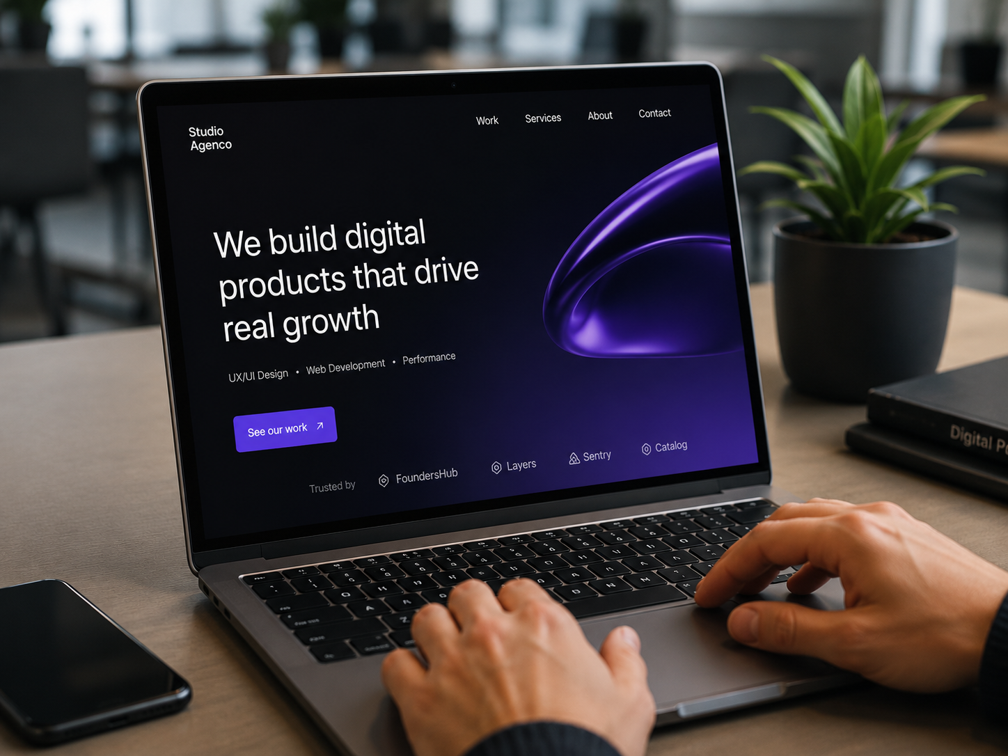 Landing page sur ordinateur portable